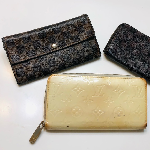 GENUINE SET LOUIS VUITTON Monogram Vernis Zippy Sarah Ebene Wallet Lot - Picture 3 of 16